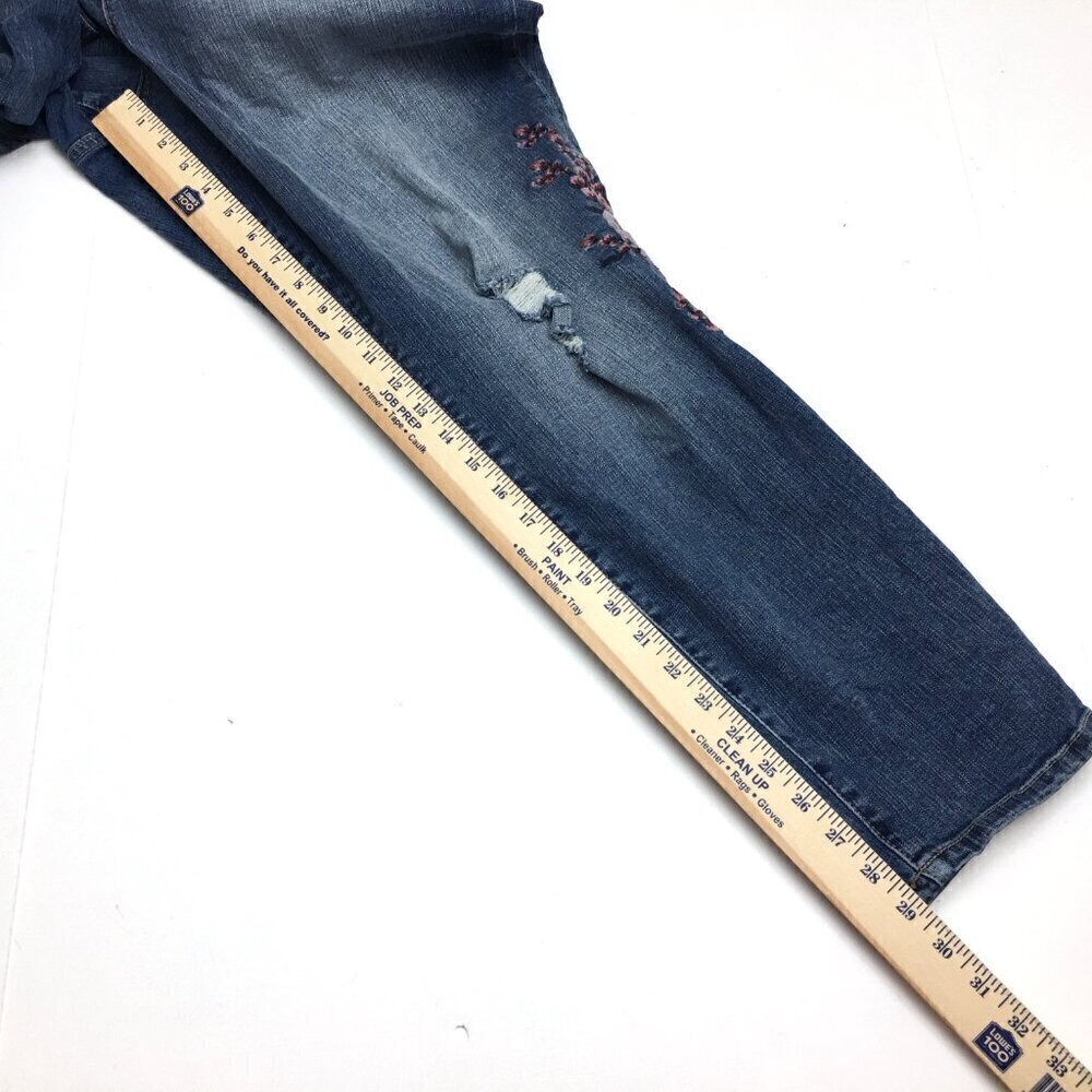 Torrid Women's Skinny Jeans Floral Embroidery Distressed Stretch size 22R - Picture 6 of 10